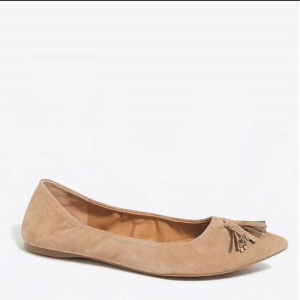 JCrew Factory Suede Tassel Stretch Flats